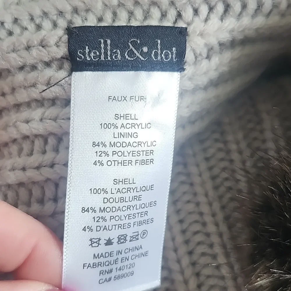 Stella & Dot Faux Fur Brown Reversible Scarf Wrap, EUC